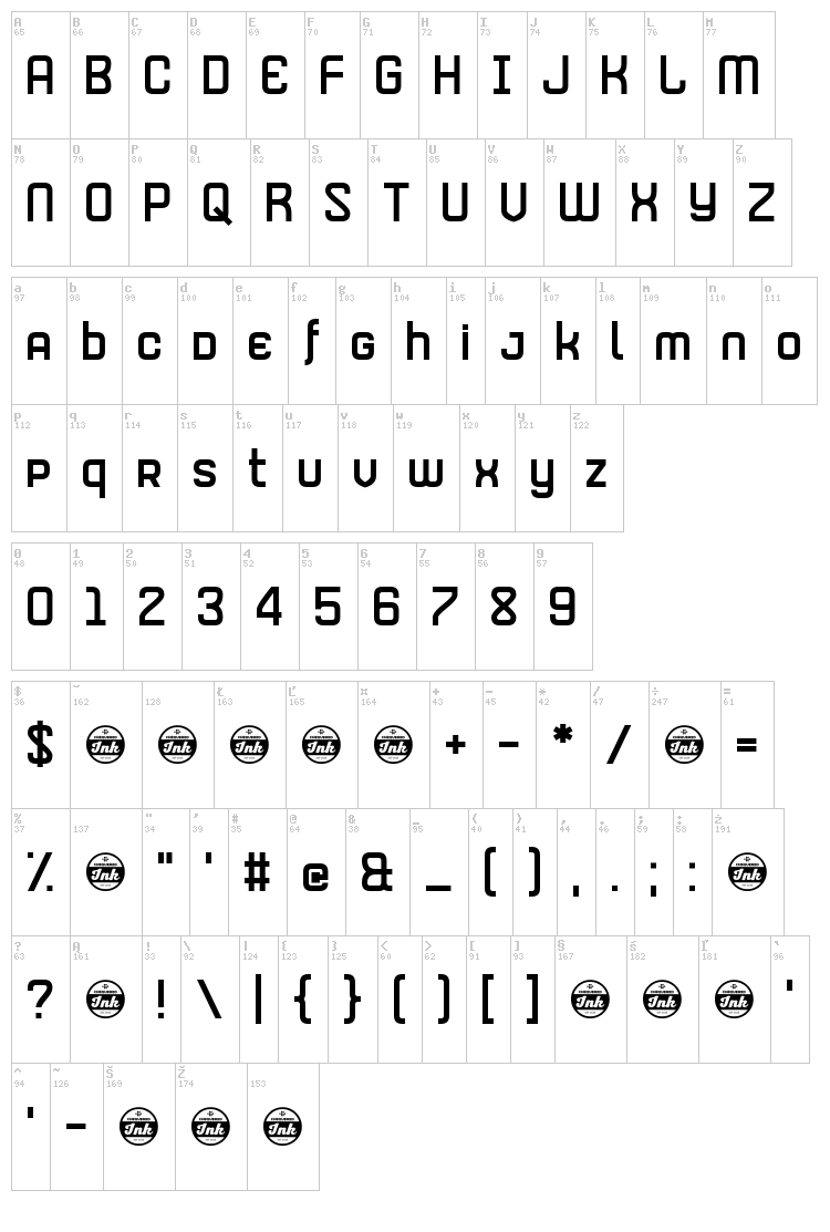 Merriment Helicopter font map